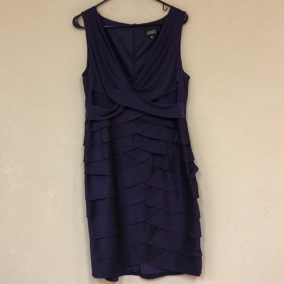 Adrianna Pappell Purple Tiered Flutter Cocktail Dress size 14 - Picture 2 of 12